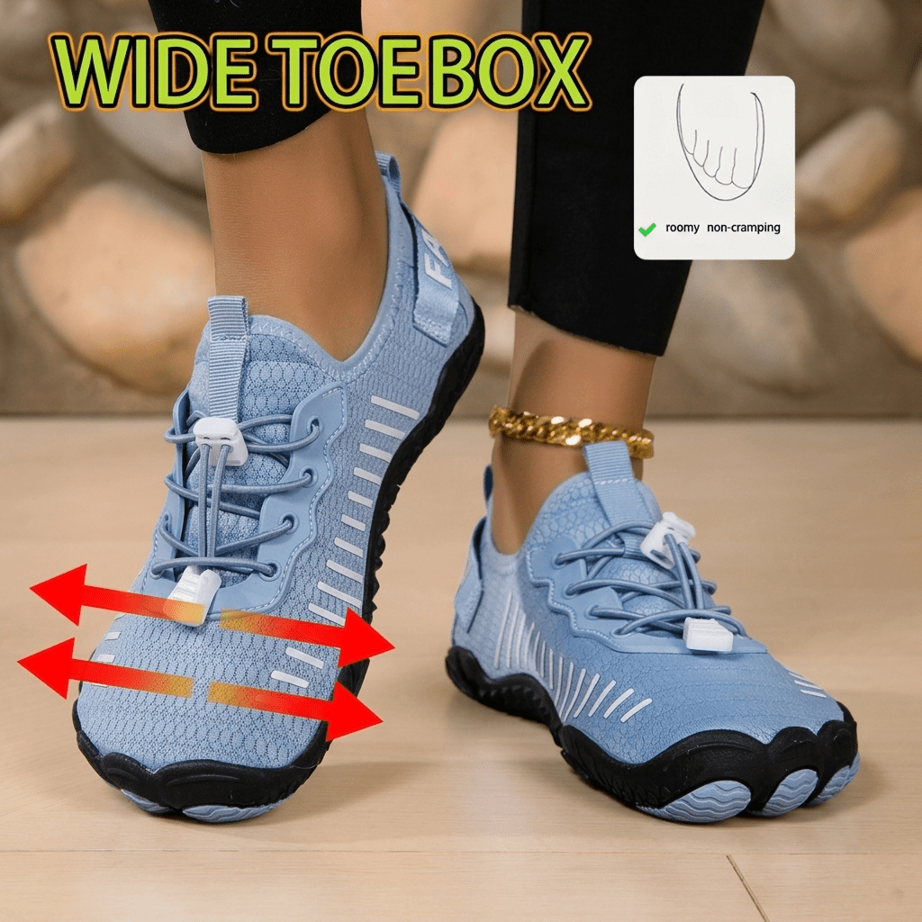 Image of Women's Striped Barefoot Training Shoes With Breathable Mesh And Minimalist Stripes, Closure, Toe Box, Thin Non-slip Sole, Barefoot-, Ideal For Yoga, Gym, Water And Beach Activities, Footwear