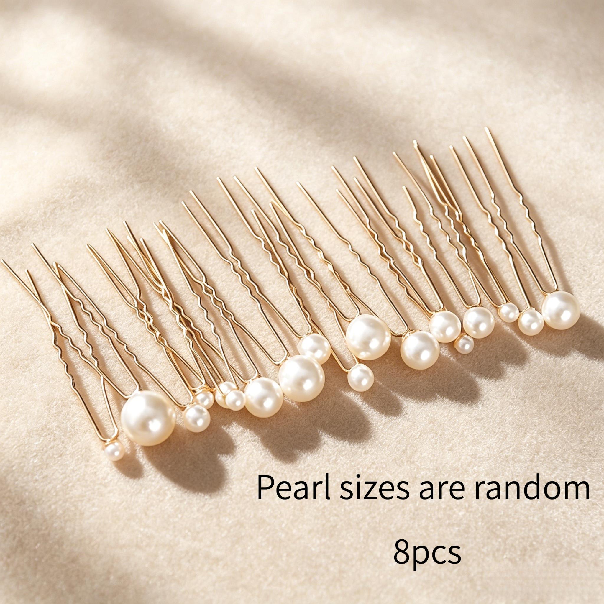 Image of Bridal Pearl U-shaped Hairpin Retro French Wedding Headdress Cheongsam Evening Dress Versatile Hair Additions Large And Small Pearls Random Style
