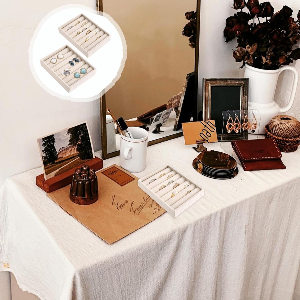 4pcs Ring Display Stand & Jewelry Tray Holder Set
