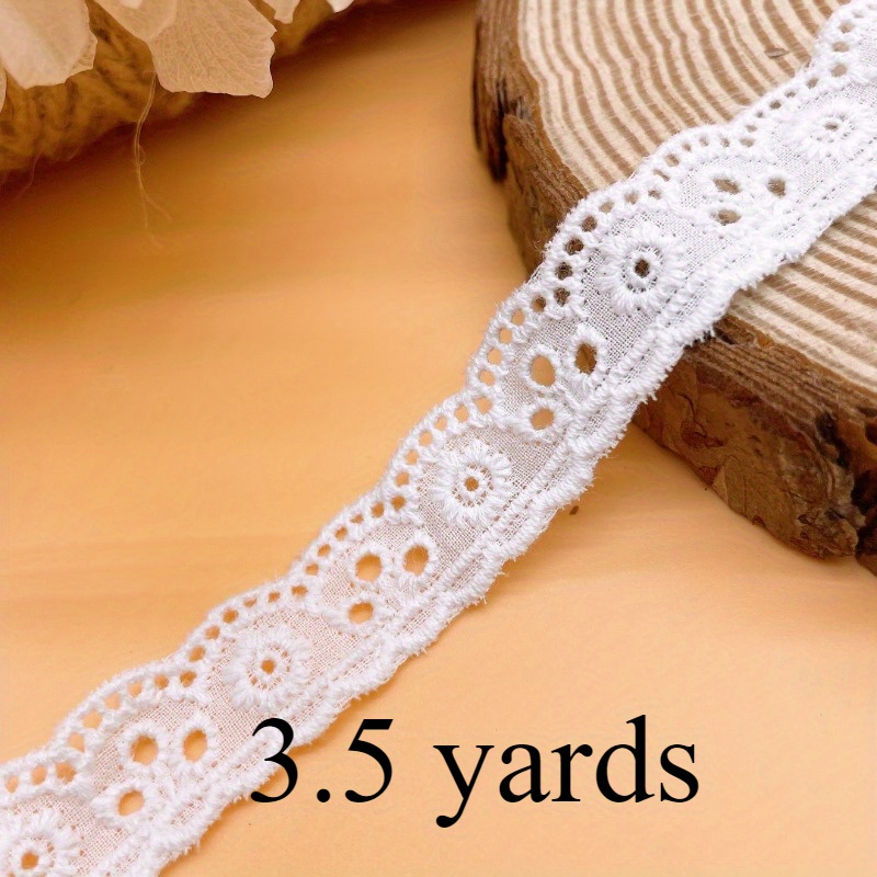 TEMU Encaje Blanquecino con Festoneado de 3. y 0.75 Pulgadas de Ancho - Ribete Decorativo para Cuello de Ropa, , Dobladillo de Falda, Lencería y de