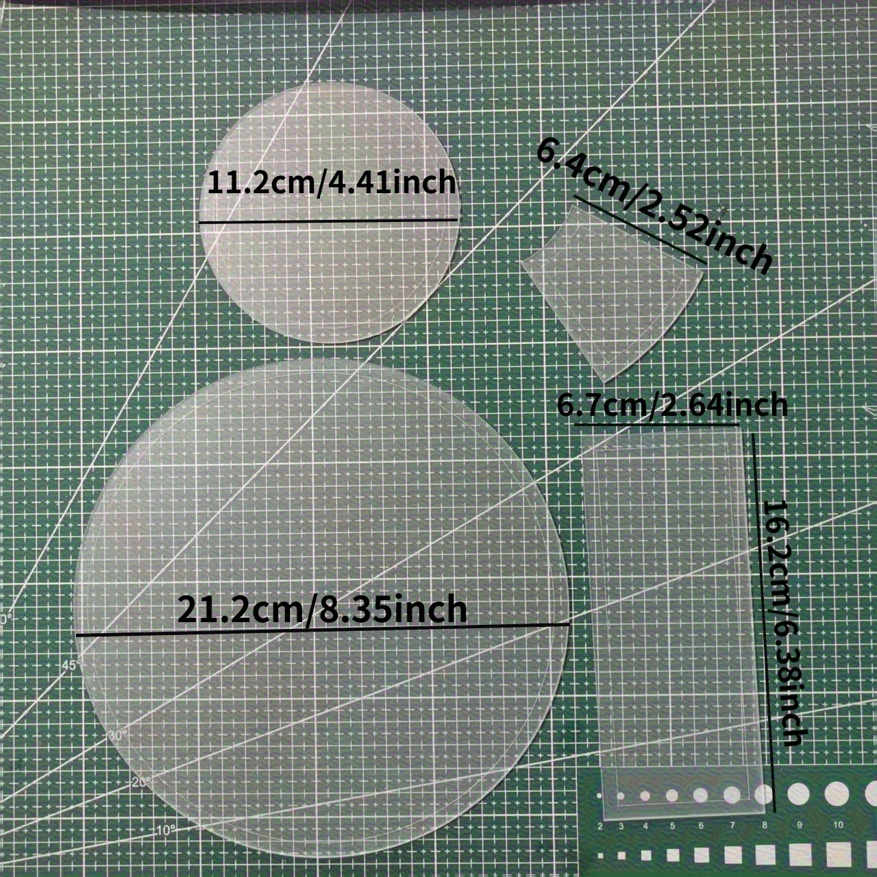 TEMU 4 pièces Coffret de Rangement Rond, Kit d'Outils en Acrylique avec Modèles Multiples pour Broderie et Patchwork – Idéal pour Couture DIY et