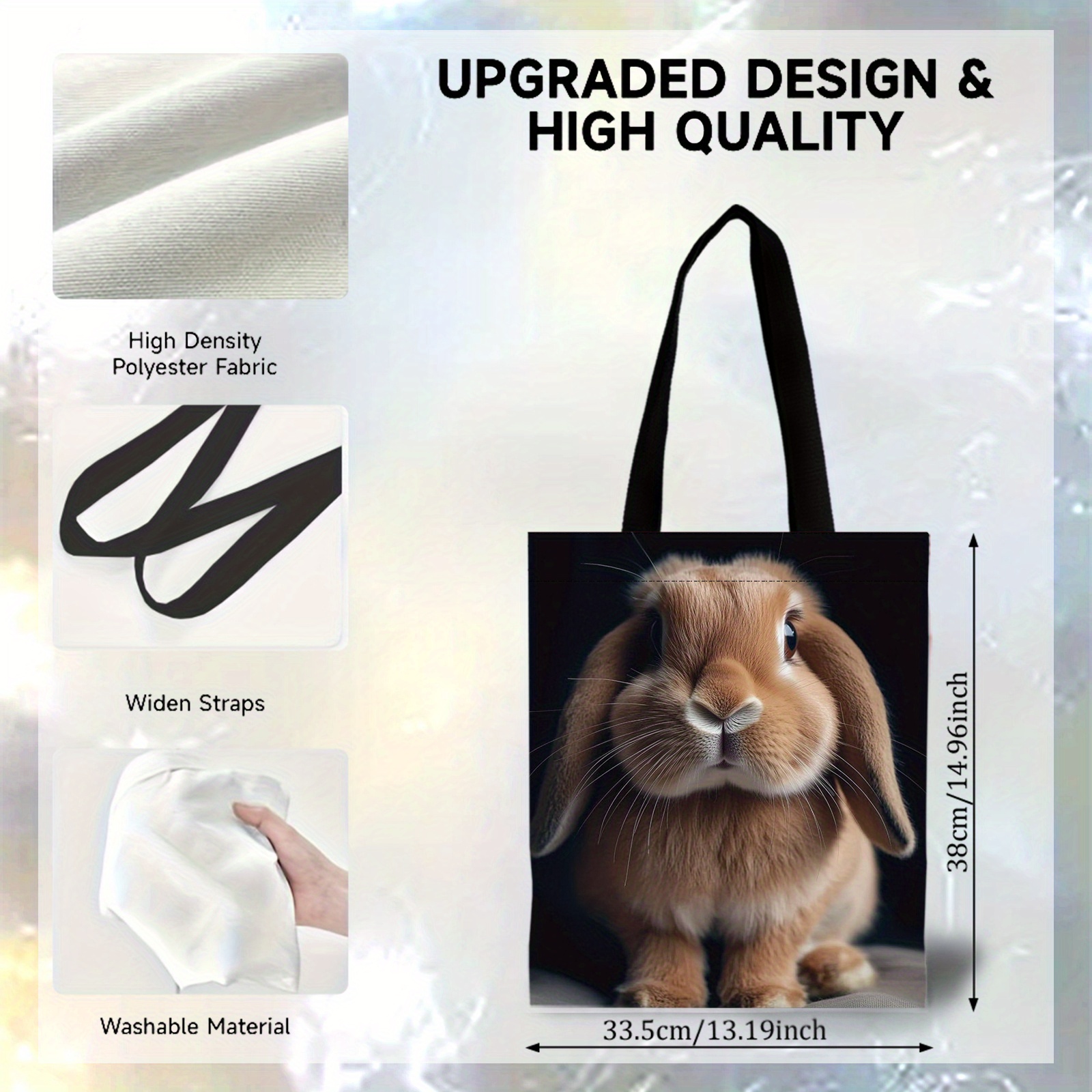 TEMU 1pc Handbag Featuring A And Fluffy Brown Lop-eared Bunny Plush Toy - Soft And Cute With Cartoonish Design, Perfect For Rooms, Gifting, And Car
