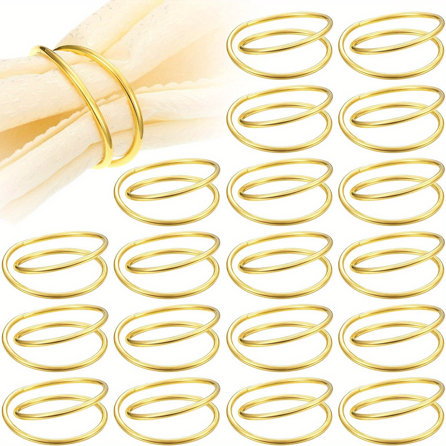 TEMU 20pcs Golden Napkin Rings Metal Spiral Pink Napkin Rings Buckles Easy Alloy Serviette Holder For Weddings Dinner Party Table