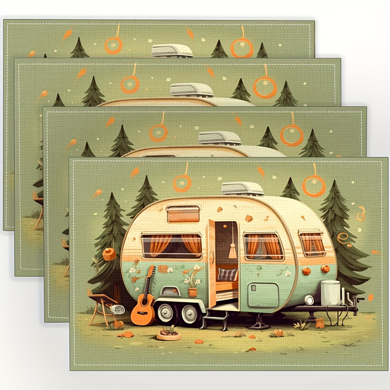 

4pcs, Table , Rv Linen Placemats, And Table , Restaurant , For