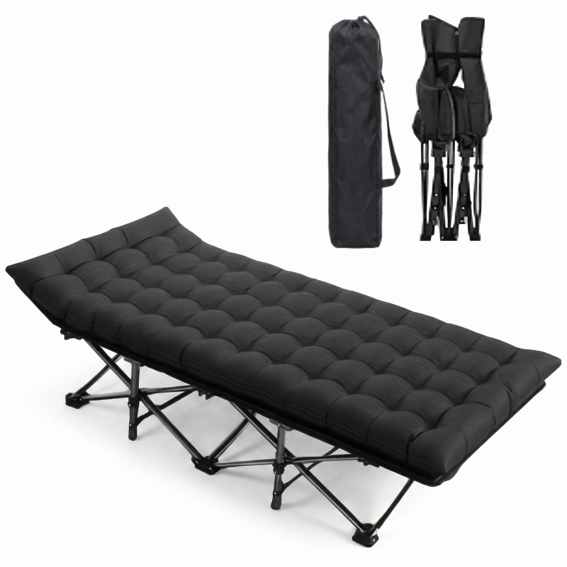 portable folding camping cot with mattress pad and carry bag 74 8 26 14 for outdoor travel tent home   and napping