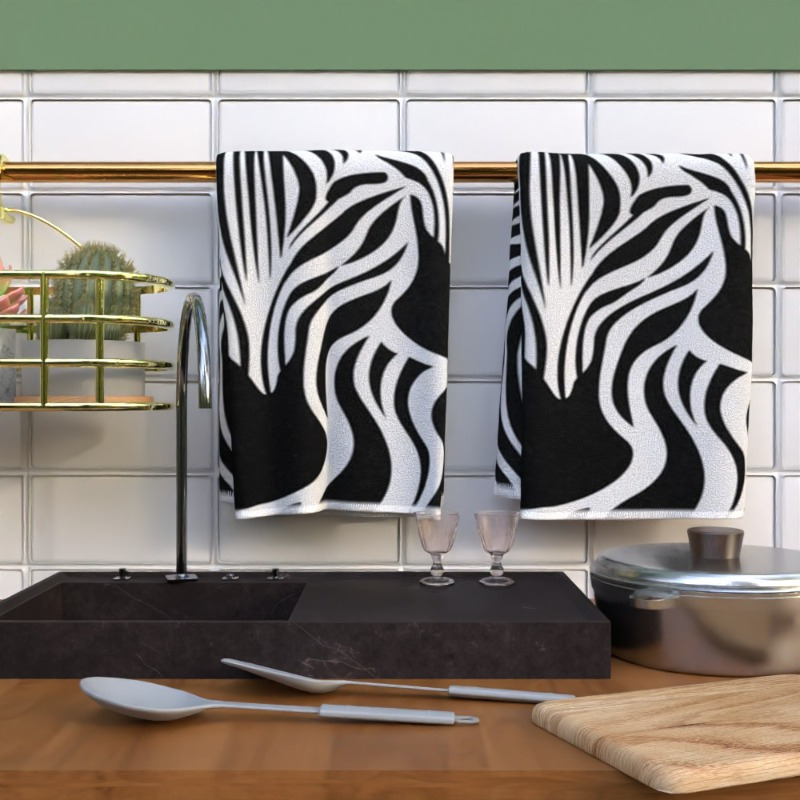 

2pcs Contemporary Zebra Print Towels, 18x26 Inches, Super Polyester, Machine Washable, Themed Oblong Towels For Kitchen, Bathroom, Spa - Modern Abstract Decorative Towels, Ideal Gift