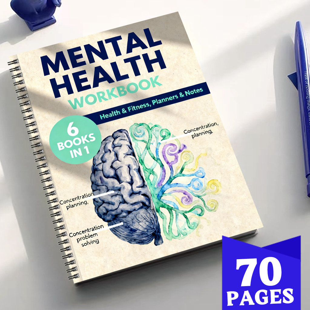 70-page -themed Self-care Journal & Notebook With Brain Diagrams - Diary Suitable For Mental Health, Anxiety Relief, Sleep Tracking, Mindfulness Practice, Stress Reduction & For Self-care Logs