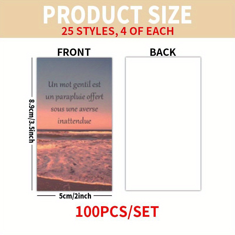 TEMU 100pcs Cards Set - Scenery Inspirational Quote Cards For , Family, Back-to-school, Mother's Day Father's Day, Easter Gifts