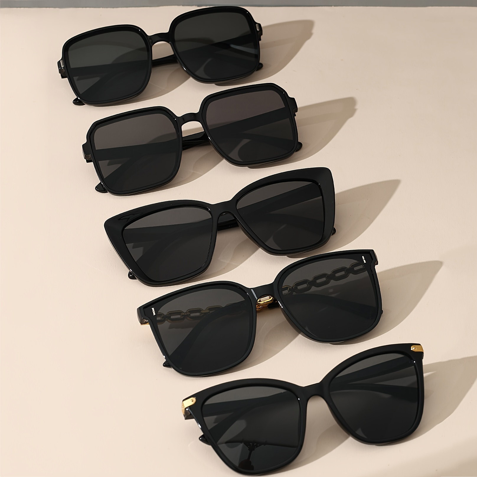 5pcs Set: Chic & Gray Geometric Fashion Glasses - Anti-reflective, Durable Plastic Frames For