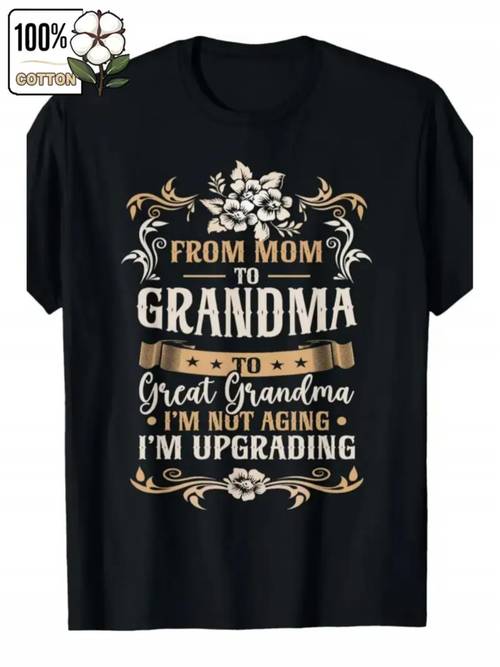 funny from mom to great grandma graphic t shirt 100 cotton crew neck casual short sleeve machine washable perfect gift for men women style with floral print