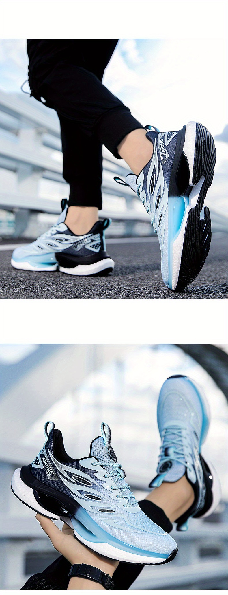 1 pair mens running shoes with microfiber synthetic upper breathable mesh lining tpu cushioned anti slip sole   athletic sneakers for daily casual running training size 38 44 details 6