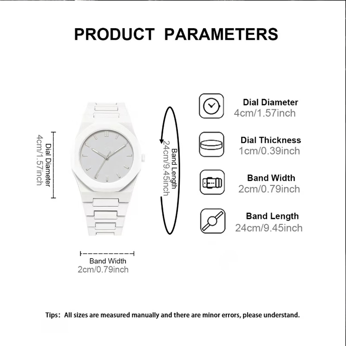Men's Sports Watch, 2pcs Set, White Modern Design, Pointer Display, High-quality and Durable Acrylic Mirror and Synthetic Resin Case, Comfortable Strap, Suitable for Daily and Special Occasions, Fashionable Classic Watch