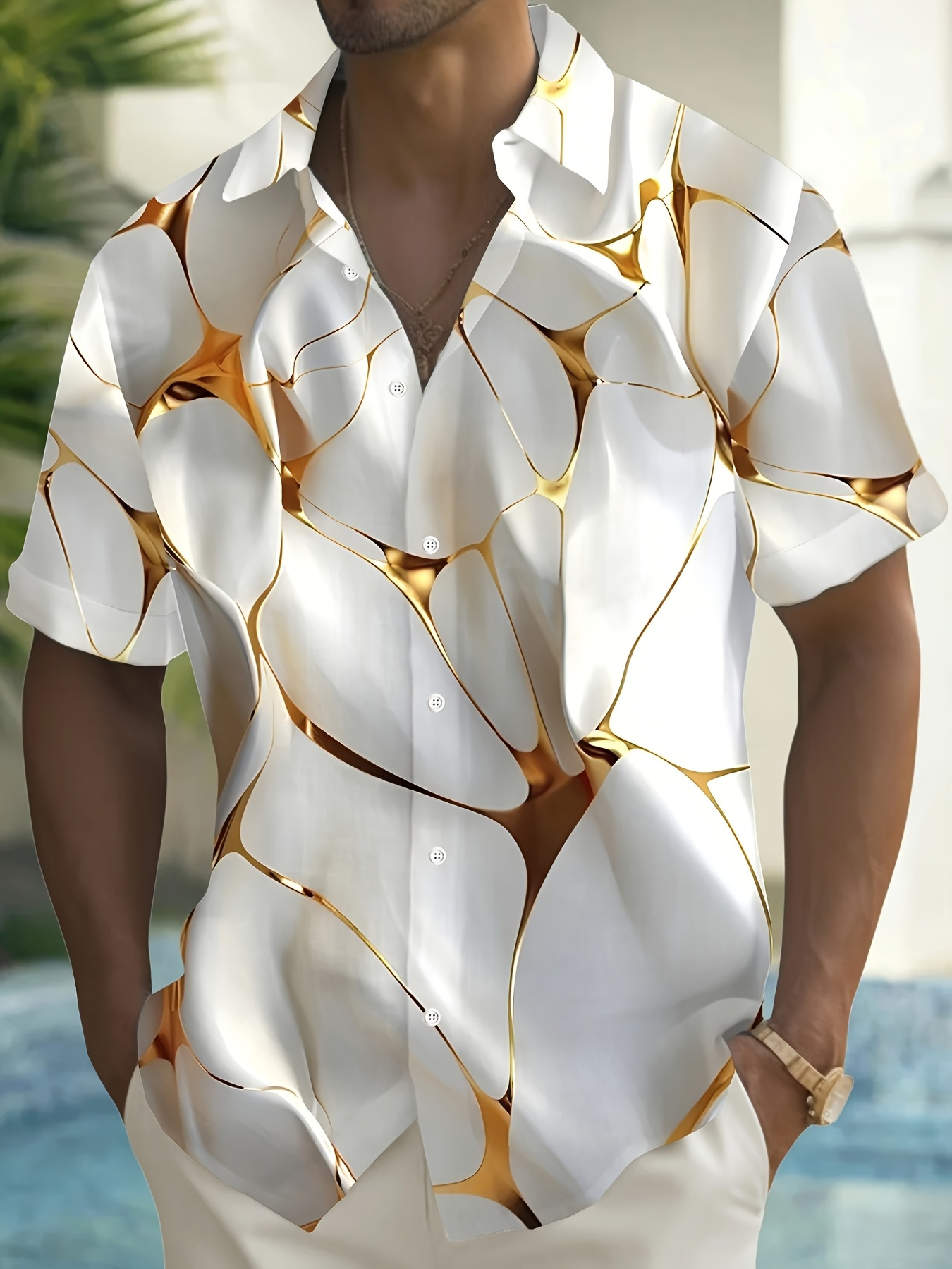 High Quality! New Style! Wearable in *! Summer *'S Fashion Casual Full  Width * Printed Shirt * Cool And Breathable, Suitable for Daily Wear,  Travel, And Parties