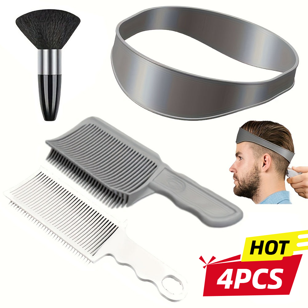 E-shop 4-teiliges professionelles Haarschneide-Werkzeugset für alle Haartypen – Friseur-Farbverlaufskamm, gebogener -Kamm, Herren-Ölkopkkamm &