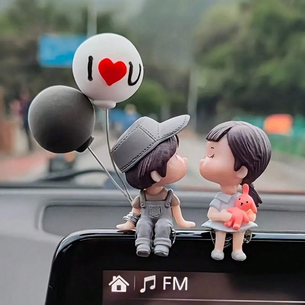 TEMU 2pcs Car Decorations Cartoon Couple Action Character Statues Balloons Car Interior Accessories Car Parts Holiday Gifts
