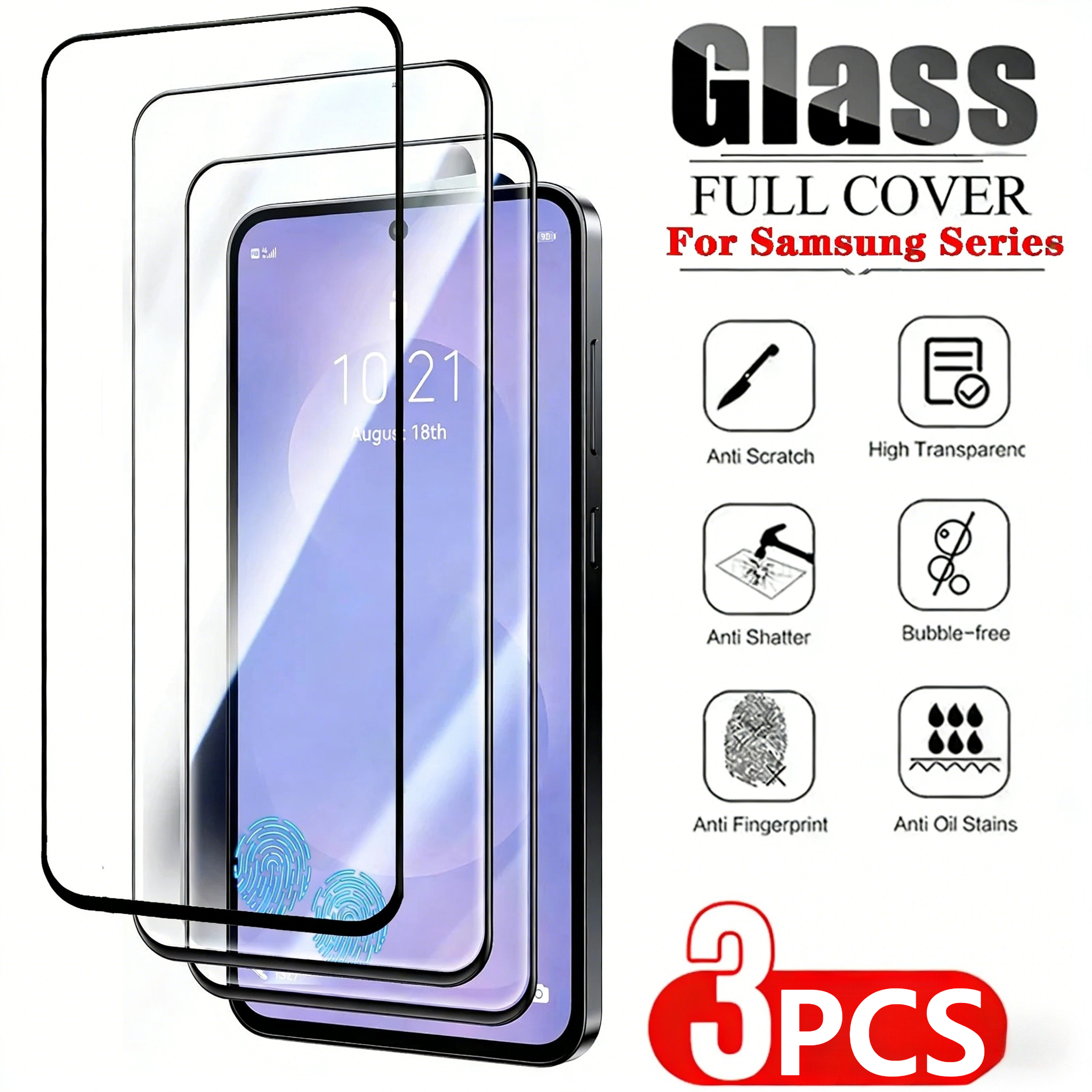 E-shop 3 Stück 9D Panzerglas, passend für Samsung, passend für Galaxy S25 Ultra/S25 Plus/S25/S24 Ultra/S24 Plus/S24/S23 Ultra/S23+/S23/S22