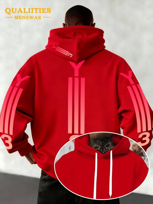 y 3 themed mens autumn winter hooded sweatshirt featuring a y 3 gradient pattern loose fit fabric designed for street style and comfortable wear