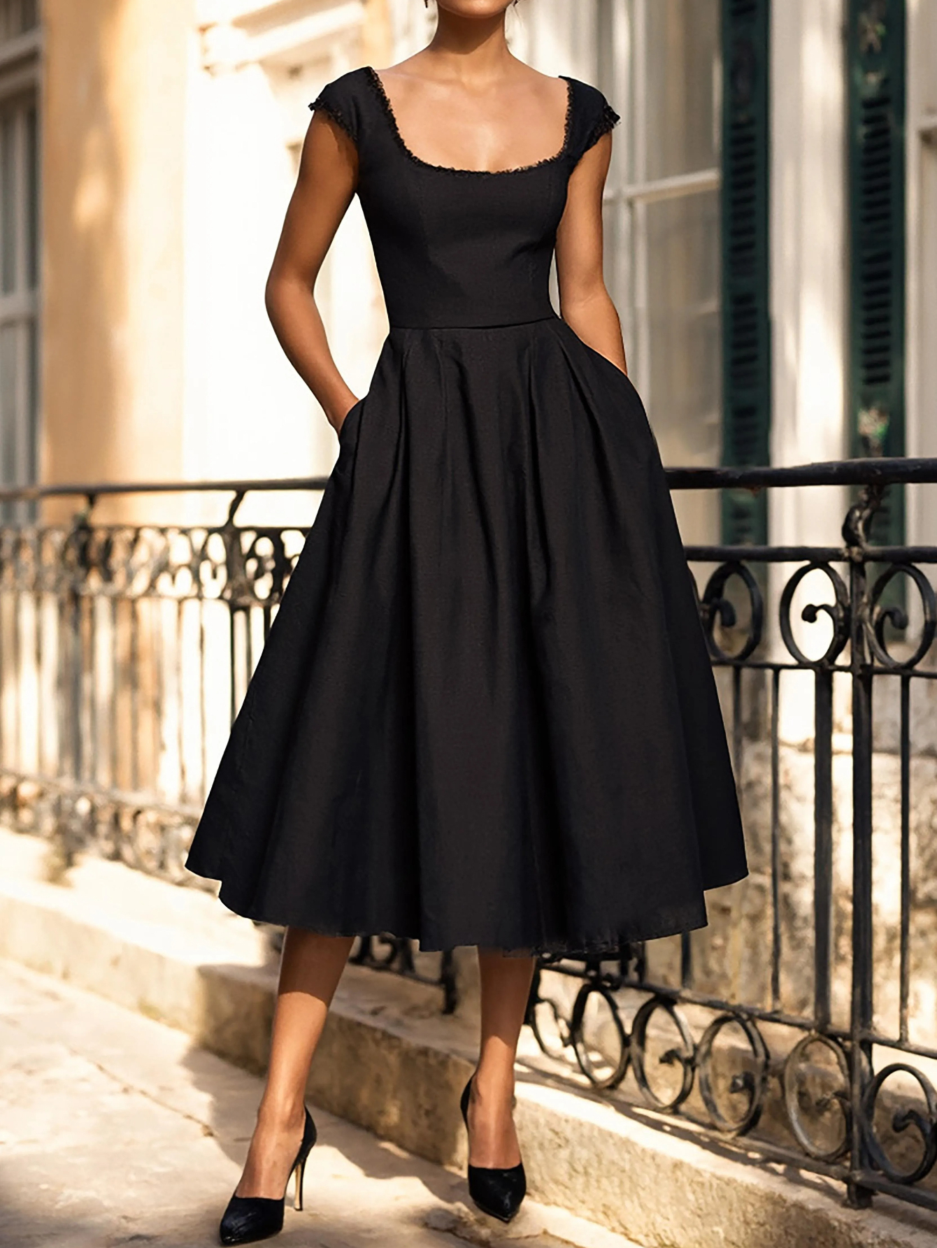 sachin and babi light blue dress Women's NYE Spaghetti Strap Sexy Ruched Low Back Black Dress – SoCal Lit main image 1