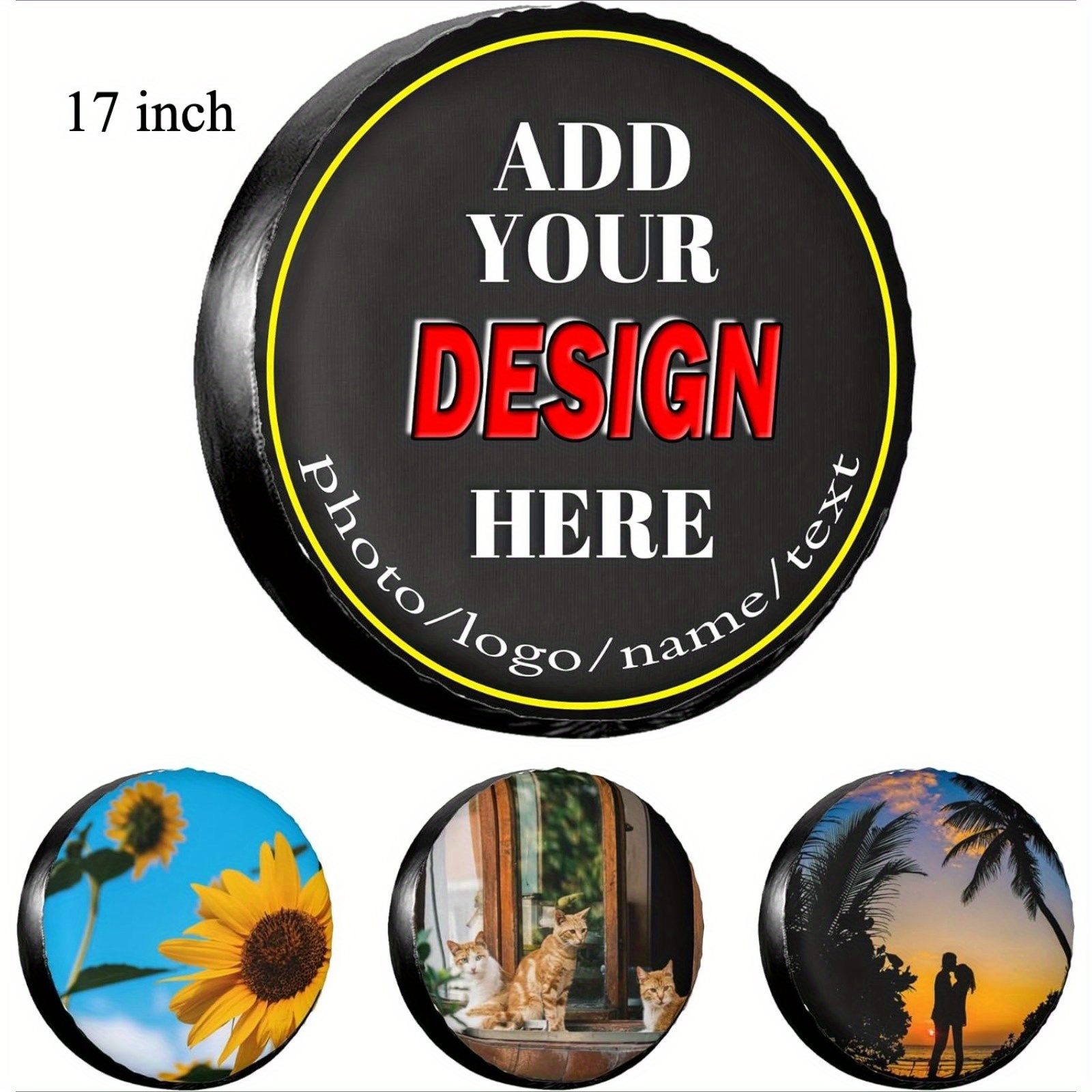 TEMU Custom Tire Cover Personalized Wheel Tirecover Add Your Own Photo Text Logo Wheel Cover Protectors For Trailer Truck Suv Universal All Vehicles