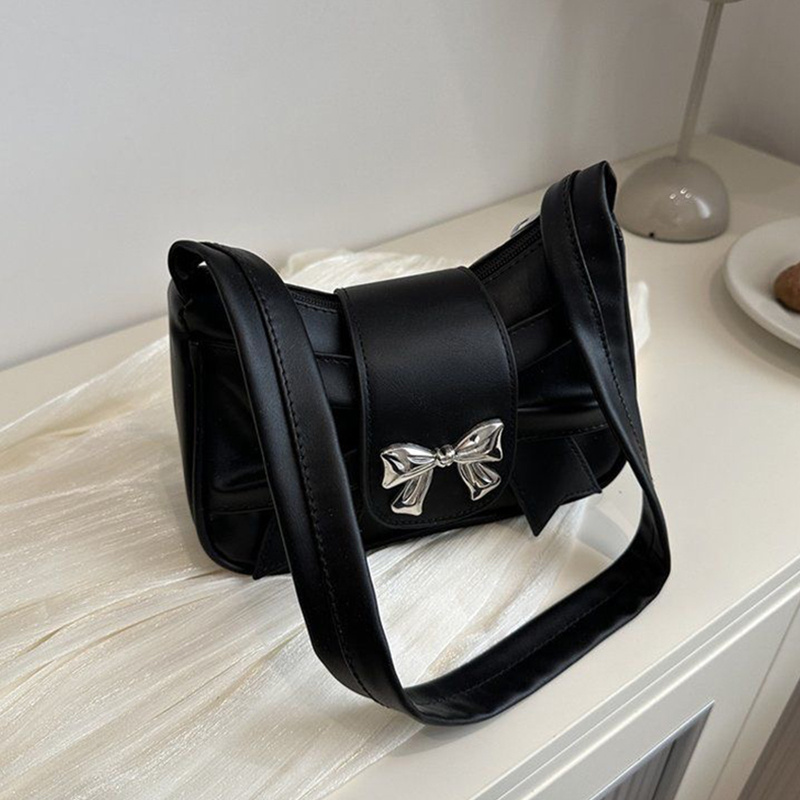 TEMU Men's & Women's Adjustable Crossbody Bag - Lingzi Brand Pleated Bow Shoulder Purse, Small Neutral Suitable For & Girls, Zipper Closure Handbag