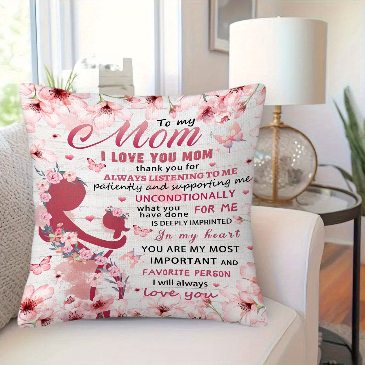 TEMU 1pc, For Mom, Square Pillowcase 17.7x17.7 Inches, Beautiful Hug Pillowcase, Home Decor, Room Decor, Bedroom Decor, Collectible Architectural