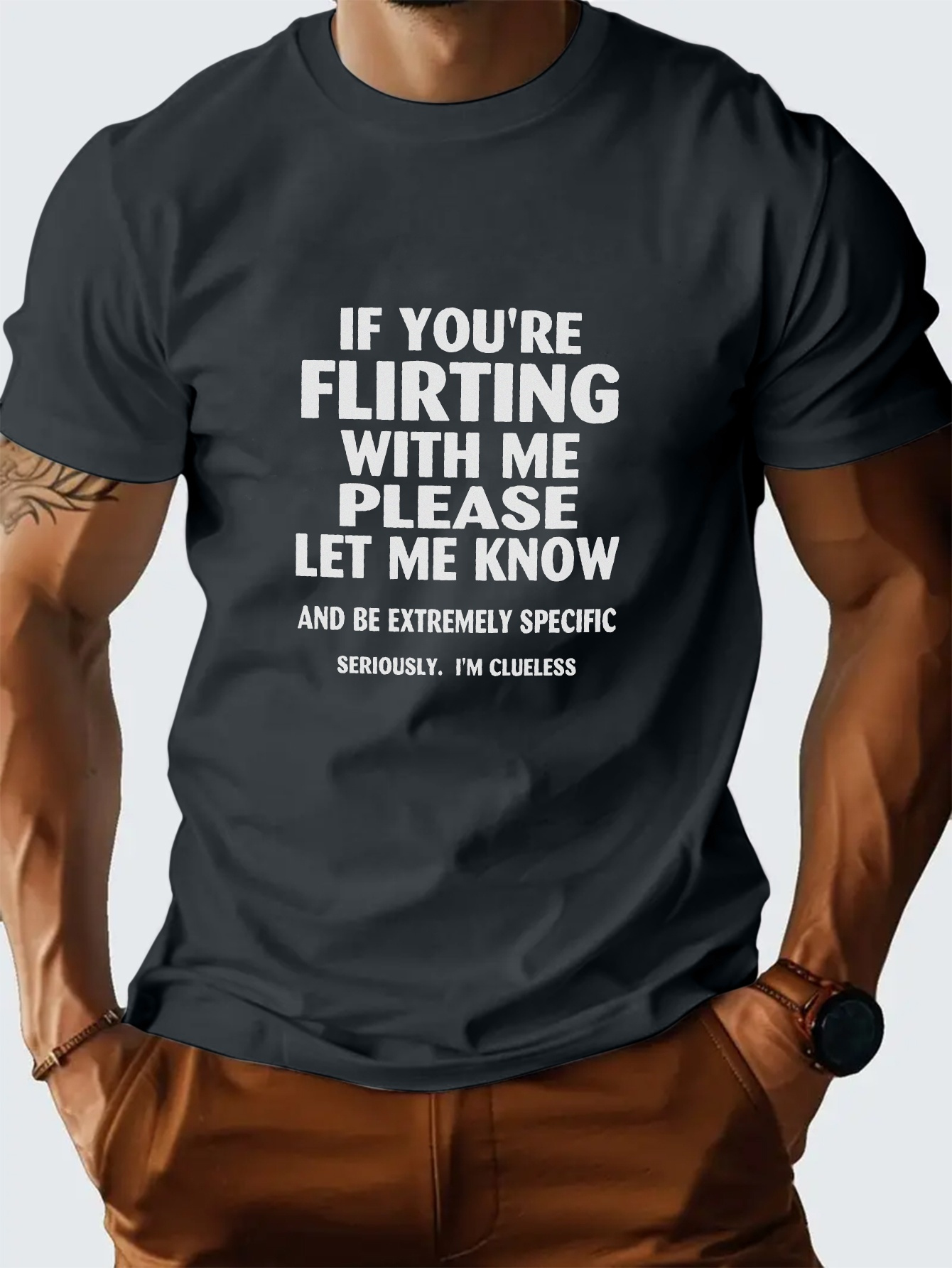 Men's Casual Graphic T-Shirt - Openly Gray Short Sleeve Novelty Tee
