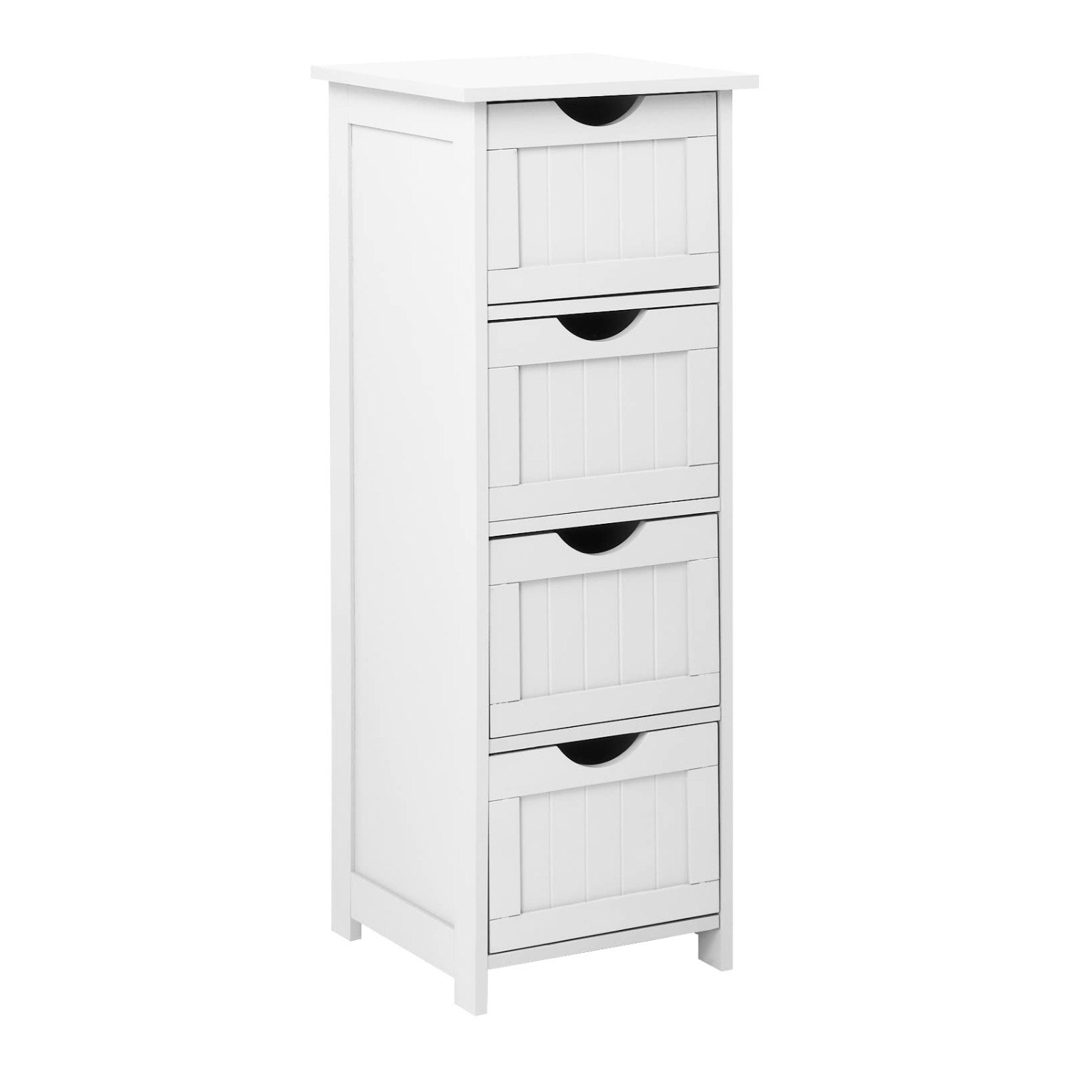 TEMU 4-drawer Narrow Cabinet Suitable For Small Spaces - Freestanding Floor Storage Organizer With Recessed Pull Handles, /plywood, Space-saving For