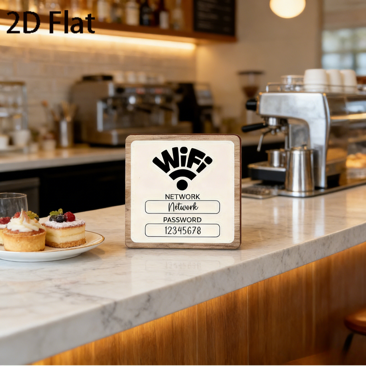 TEMU 2d Flat, 1pc Natural Wood Wifi Network Password Sign - Rustic Wall Decoration, Suitable For Offices, Cafes, Public Spaces - Handwritten Password