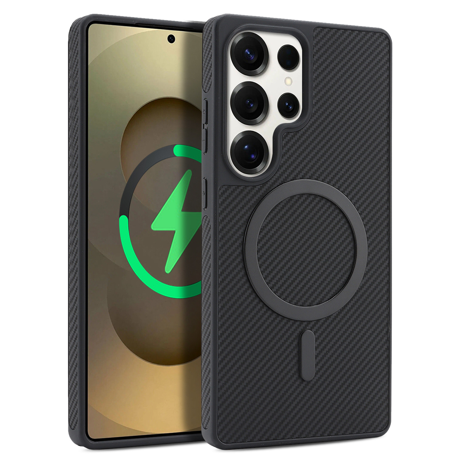 TEMU Phone Case: Magnetic Carbon Fiber Texture Case For Galaxy S25 Ultra, Matte Skin-friendly Full-body Protective Cover For Galaxy S24 Ultra,