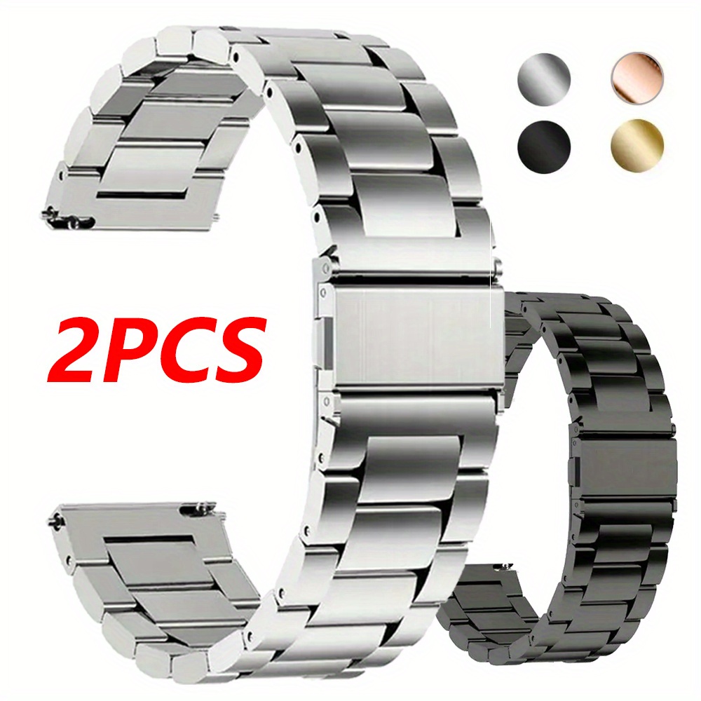 TEMU 2pcs 22mm Stainless Steel Strap For Xiaomi Watch S3 S2 S1, For Gtr4 3 2 3pro 2e Bracelet Wristband For Huawei Watch 4 3 Stainless Steel Band