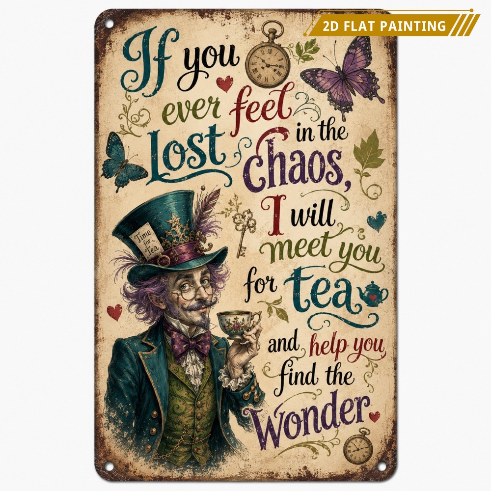 TEMU 2d Flat - [2d Flat] Decorative Plaque And Sign, Whimsical , Tea Party Wall Decor, Suitable For Kitchen Bedroom Living Room Office: 2d Flat, 1pc