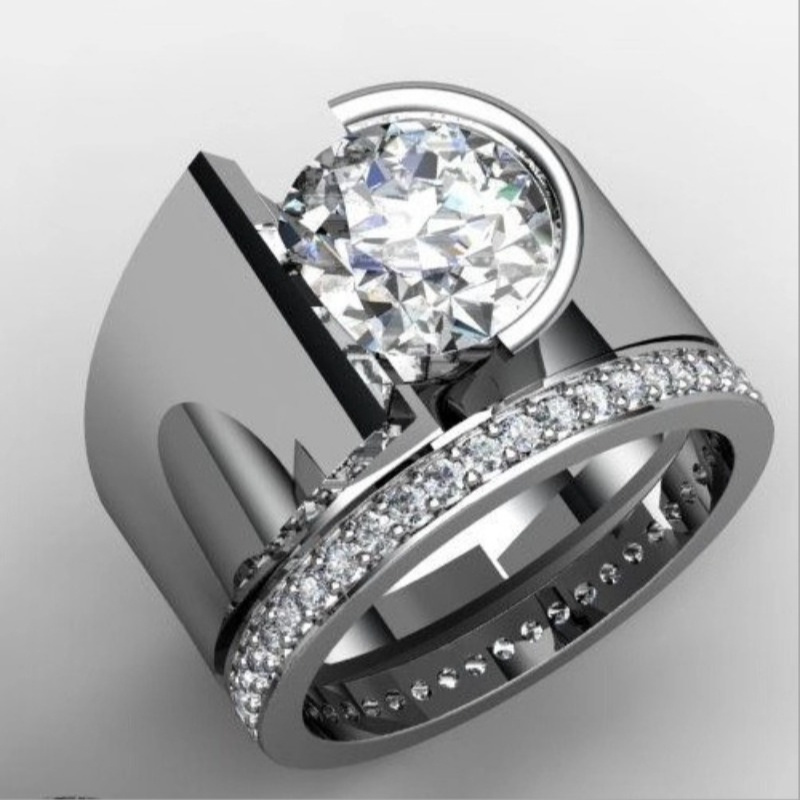 TEMU A European Wide Face Ring With A Design, Unique For Men And Women's Engagement And Wedding Rings. Her Perfect Gift Is Suitable For And Weddings,