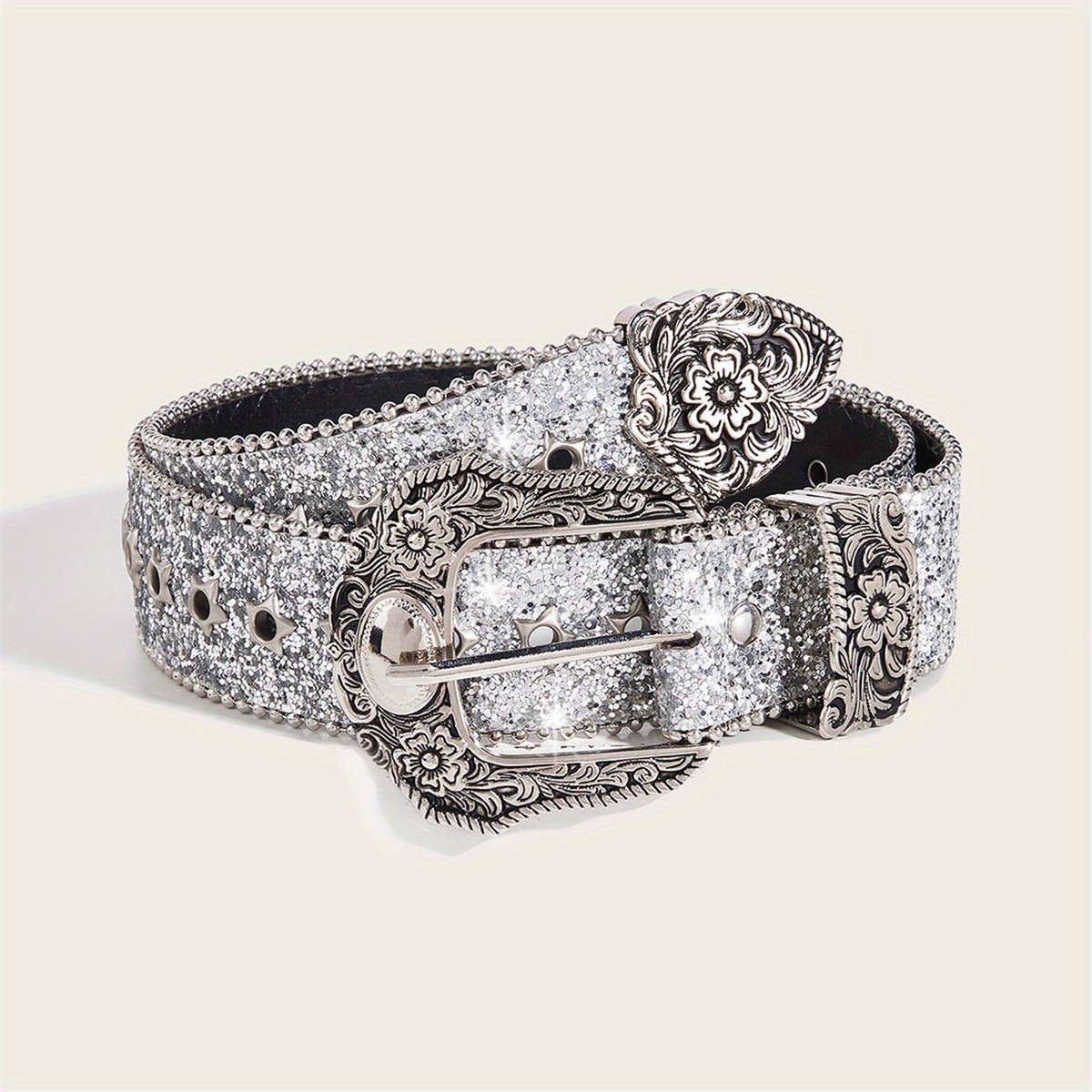 womens vintage western cowgirl belt floral carved - Temu display picture 1