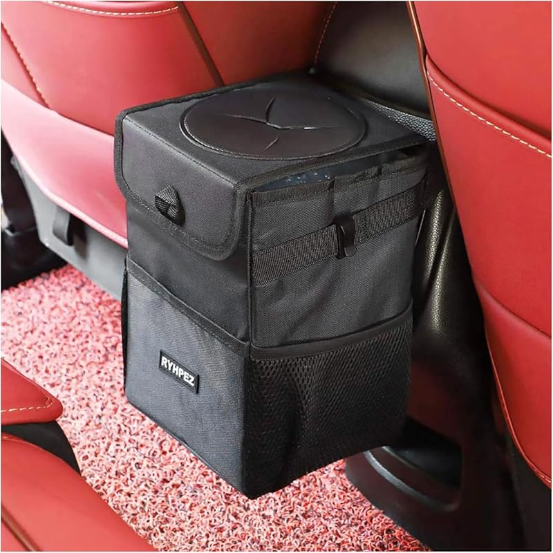 TEMU Car Trash Can With See Through Window, Clear Black Car Trash Bin Removable Liner, Leakproof Car Organizer Storage Bag For Vehicles, Suv,