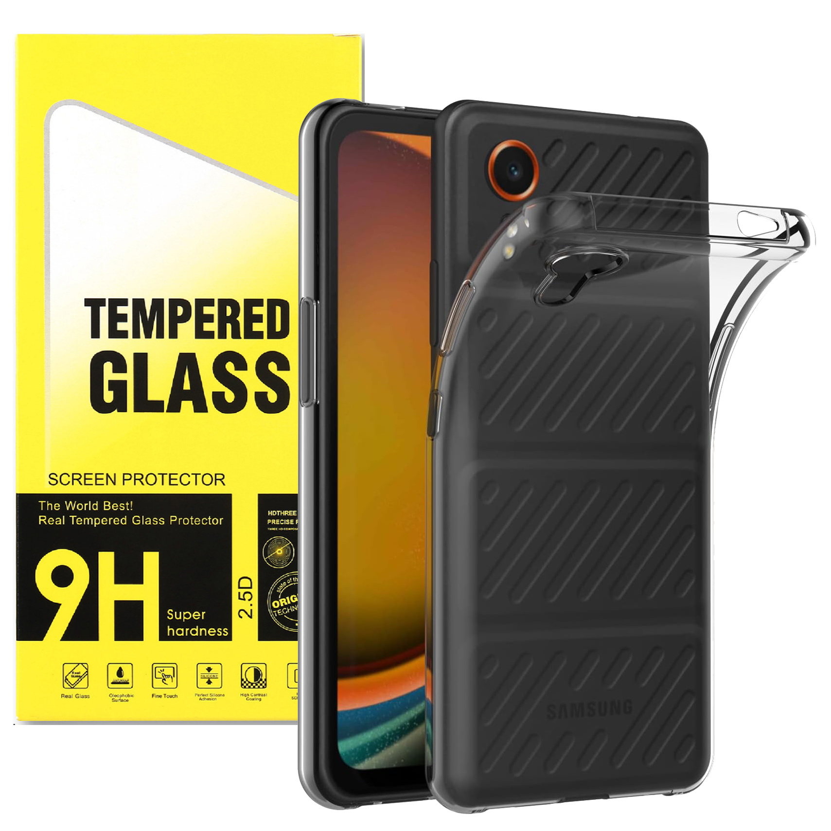 TEMU Phone Case - Slim Transparent Protective Phone Case Cover For Galaxy Xcover7 / 7, Including 2 Tempered Glass Screen Protectors