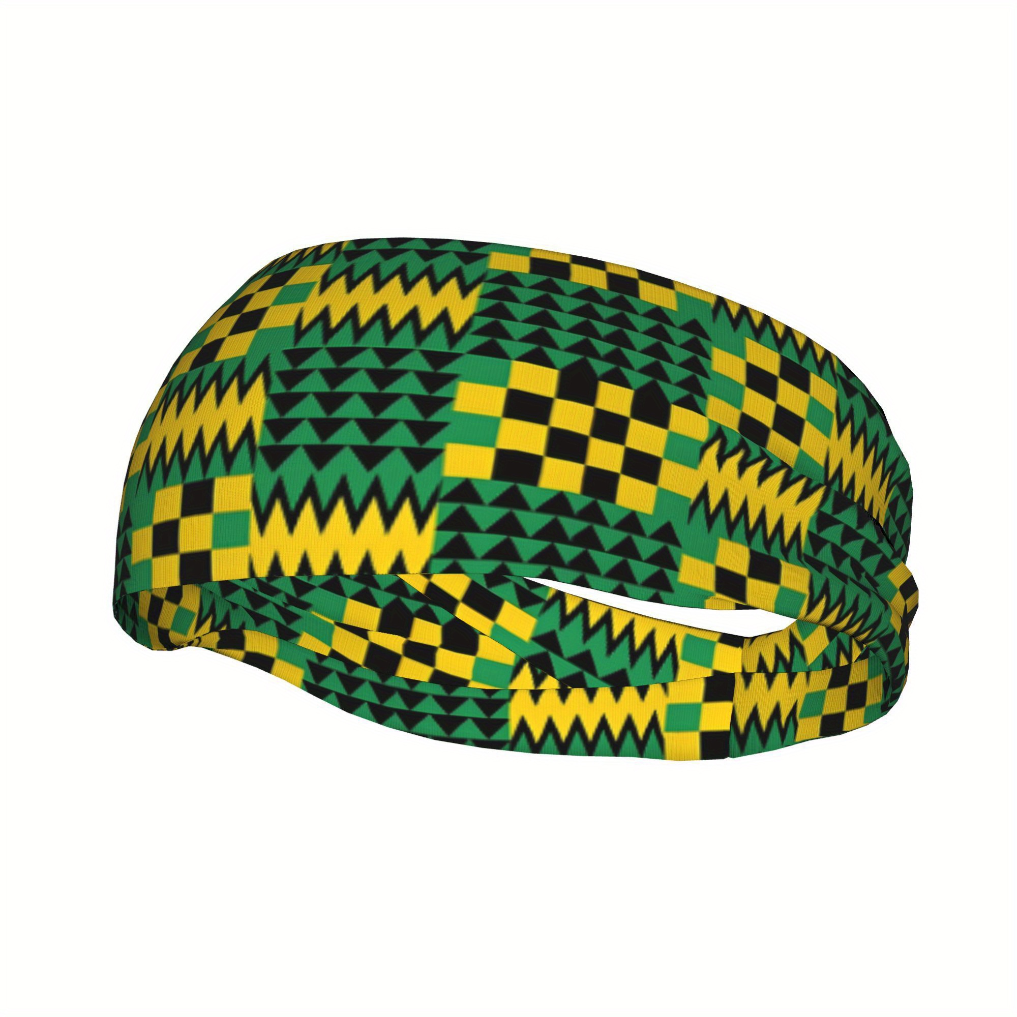 TEMU 2d Print Design Jamaican Geometric Sports Headband Outdoor