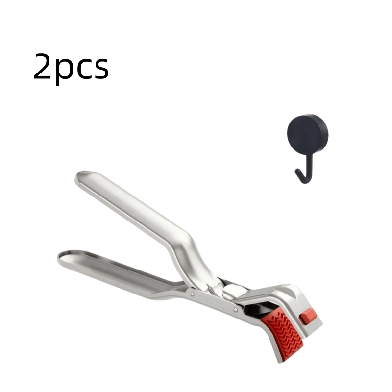 TEMU 2pcs Set (1 Pliers 1 Hook) Stainless Steel Bowl Holder Anti Scald Plate Clip Kitchen Hot Plate Handle Steamer Tray Clip Heat-resistant Pot