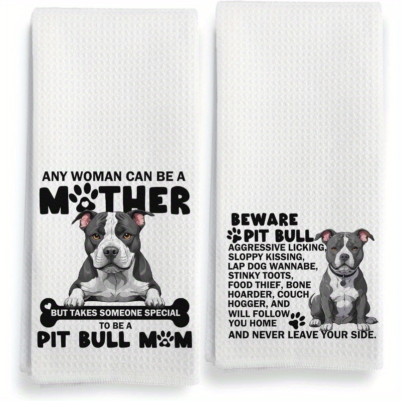 

2-pack Pitbull Kitchen Towels, 18x26 Inch, Super Soft Polyester, Modern Cartoon Theme, Machine Washable, Square Decorative Hand Dish Tea Towels For And Mom Gifts