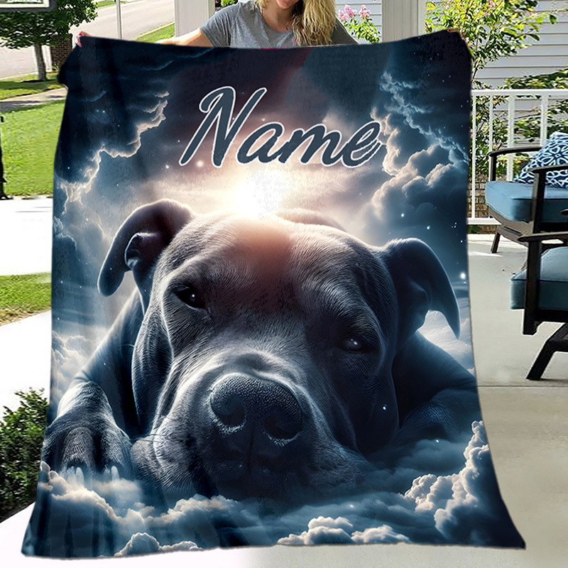 

Pitbull Dog Animal Personalized Custom Name Option Blanket -machine Washable, For Decoration, Bed, Sofa, Car Travel, Camping All - Ideal For Christmas And Birthday Family Gifts