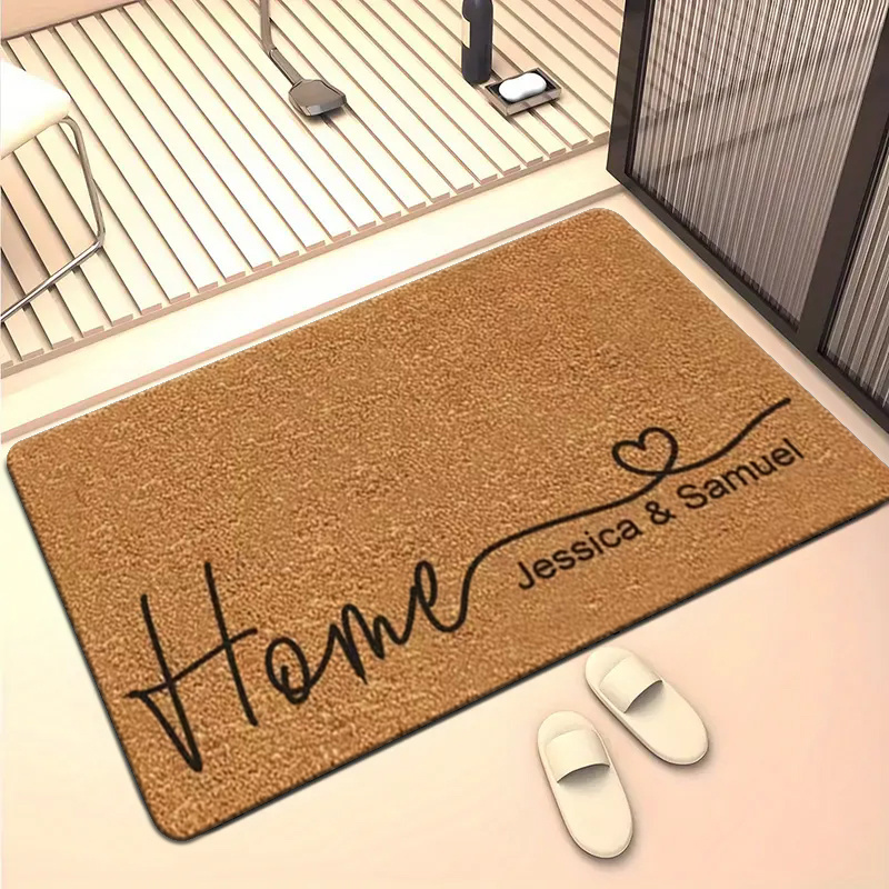 TEMU 1 Personalized Name/text Custom Doormat - Add Names/ - Non-slip Rubber Backing And Soft Entry Mat, Suitable As Housewarming Wedding Gift,