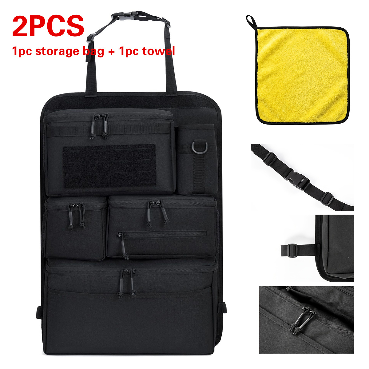 2pcs Multifunctional Car Seat Back Organizers Tactical Rear Seat Storage Bag Hanging On Back Of Seat For Fishing Gear Line Organization Outdoor Multi Luggage Packing Organizer