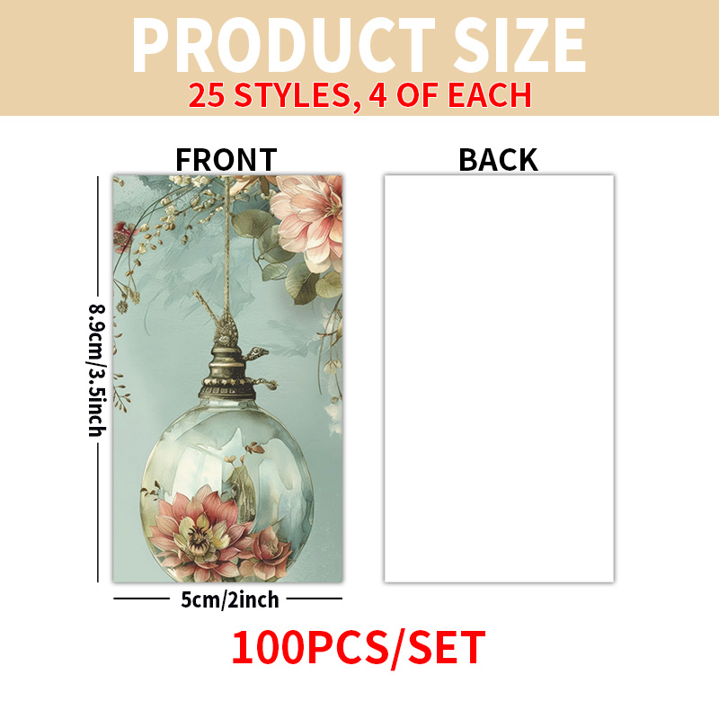 TEMU Set Of 100 Gentle Botanicals Cards For , Including Themes Of Friendship, Life, Motivation, Valentine's Day, And Easter, Featuring A Vintage