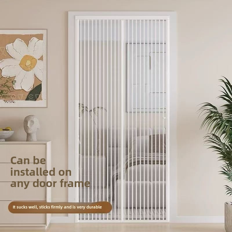 magnetic auto close screen door white insect proof energy saving for indoor outdoor