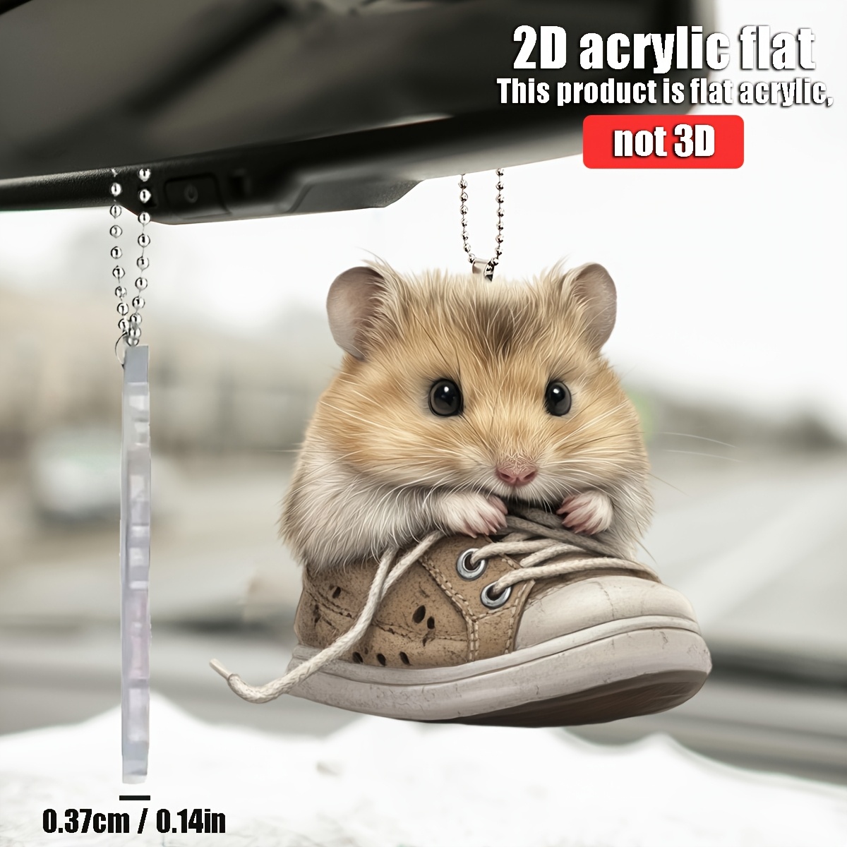 TEMU 2D-Flach, [2D-Flach] [2D-Flach] . niedlicher Hamster mit Turnschuhen Acryl-Anhänger – 2D-Flach-Stil, exquisite Autodekoration Schlüsselanhänger,