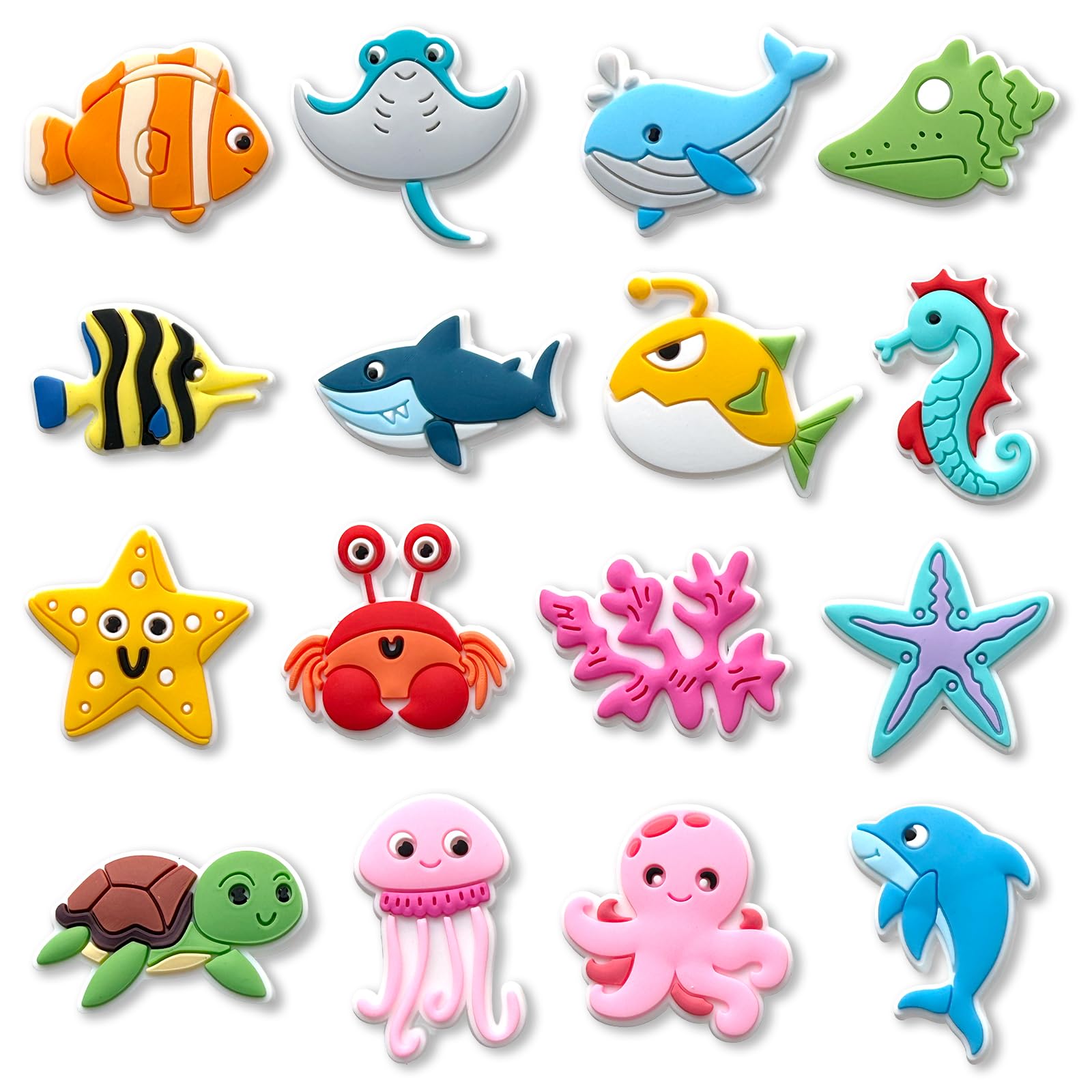 TEMU 16pcs Ocean Animal Shoe Charms Set, Made Of Soft Pvc Material With Vibrant And Adorable Designs. Suitable For Adults, Charms Can Decorate Shoes,