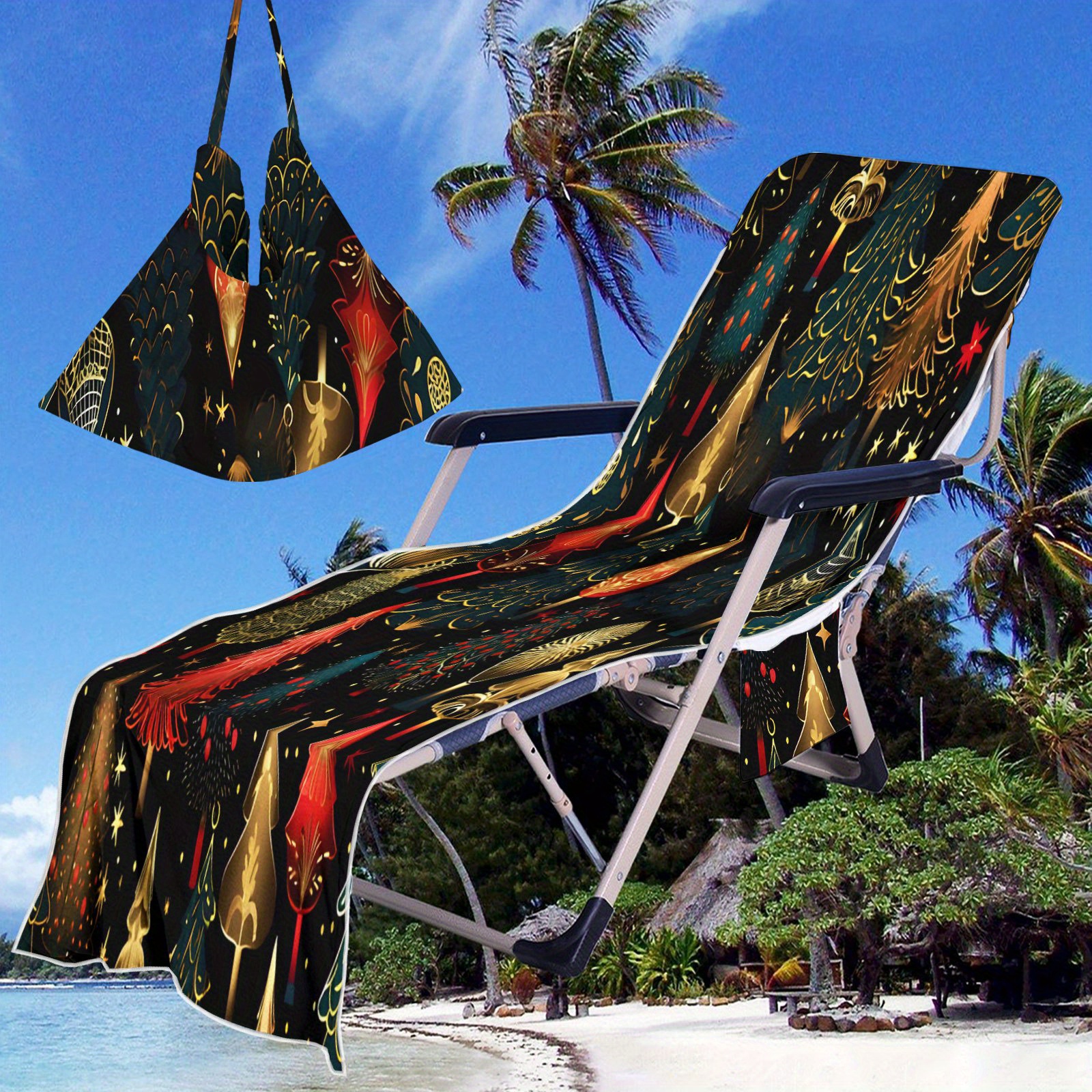 Lounge Chair Cover Highdi Sun Lounger Towels With Pockets, Brown