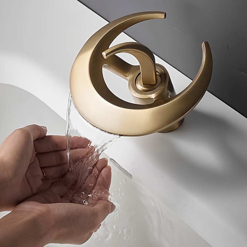 Modern Waterfall Faucet Suitable For Home & Bathroom Sinks - Single-hole Installation Hot/cold Tap With Valve, Painted/chrome, Plug Valve System & Hardware Included, Diy Sink Basin Faucet Upgrade