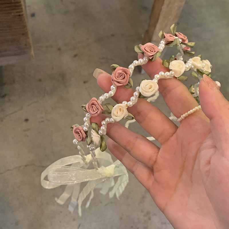 Image of Spring And Summer Hot Sweet Tea 2pcs/set, Flower Gauze Headscarf, Multifunctional Hairband, Hairband And Hair Accessories Suitable For Women' Gatherings, Photography, And