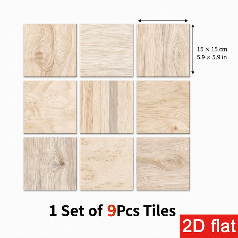 TEMU Stickers de carreaux deardoise 2D plats 9 pièces 15X15Cm (5.9X5.9In) charmants - Carreaux muraux à et coller pour de cuisine, , accent de salle