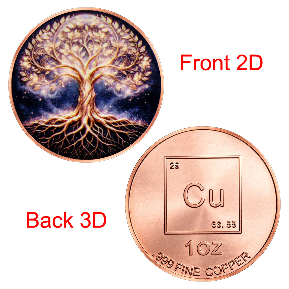 TEMU Replica Coin Starry Of -printed Pure Copper Commemorative Coin, 1 Ounce Cu Element, Collectible Copper Badge, For Handling